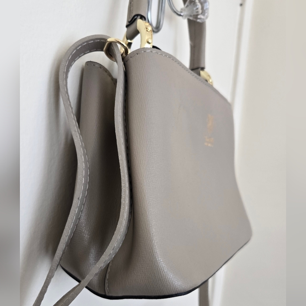 Vera Pelle Italy Leather Grey Hand Shoulder Bag EUC - Picture 4 of 7